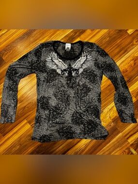 Vocal Black & Gray Winged Crest Long Sleeve Tee